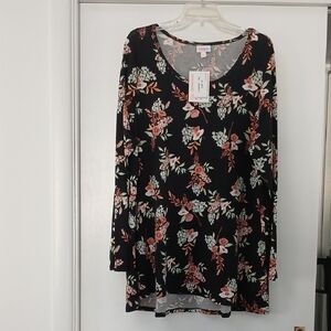 LuLaRoe Black Floral Tunic Top